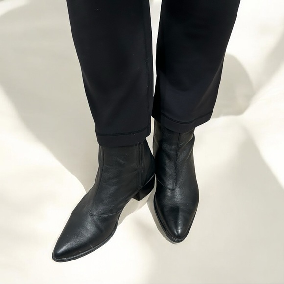 Classic Black Leather Heeled Zipper Ankle Boot - Picture 3 of 16